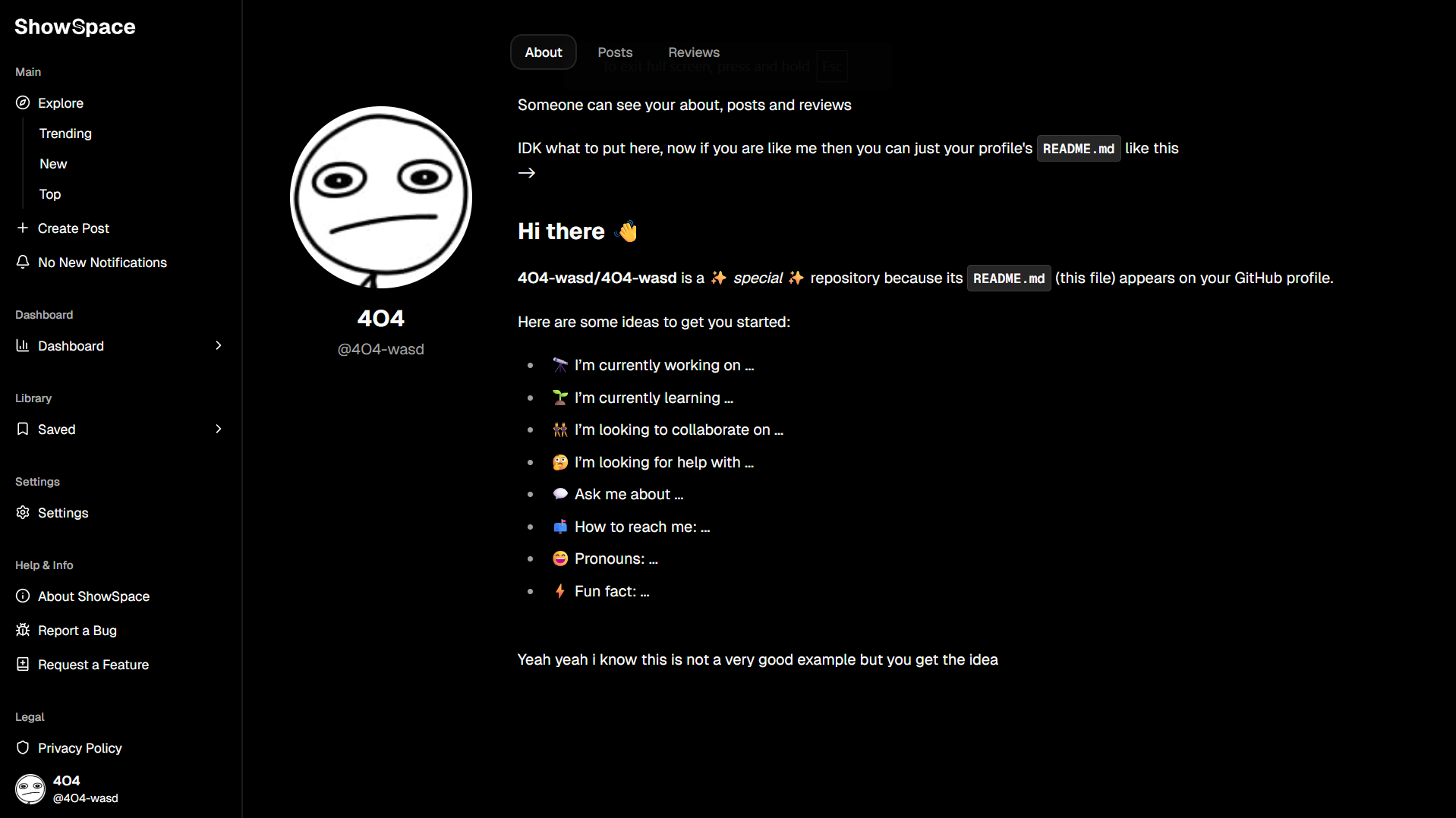 Build Your Creative Profile Screenshot
